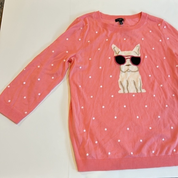 Talbots Puppy Dog Lightweight Pink Sweater NWT Size PM - Picture 3 of 8